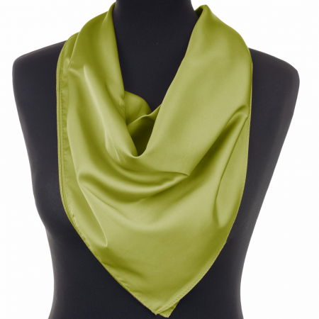 Eșarfe din Mătase - Esarfa verde oliv, patrata, din vascoza si matase