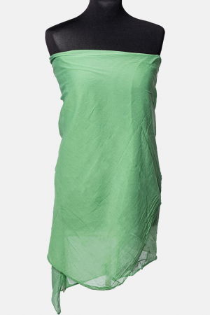 Eșarfe din Mătase - Esarfa verde pal, dreptunghiulara, in colturi alungite, din bumbac si matase