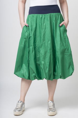 Fuste masuri mari - Fusta verde midi, tip gogosar, din tafta