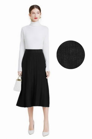 ÎMBRĂCĂMINTE - Fusta calduroasa, tricotata cu dungi verticale, neagra