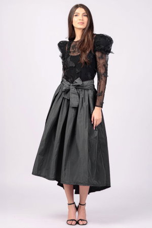 ÎMBRĂCĂMINTE - Fusta gri, cu trena, ampla, din tafta