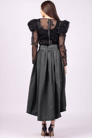 Fusta gri, cu trena, ampla, din tafta [2]