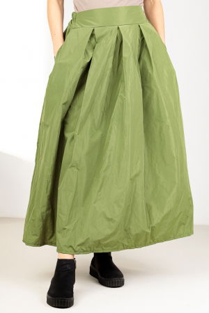 Fuste din Tafta - Fusta verde fistic, maxi, ampla din tafta