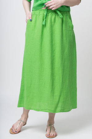 Fusta casual din in, verde [1]