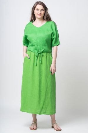 Fuste din In - Fusta casual din in, verde