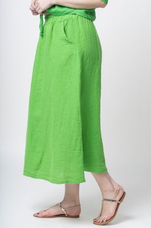 Fusta casual din in, verde [2]