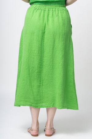 Fusta casual din in, verde [3]
