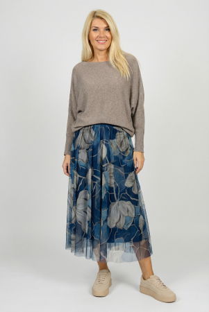 Fusta clos din tulle cu imprimeu floral in nuante de albastru [1]
