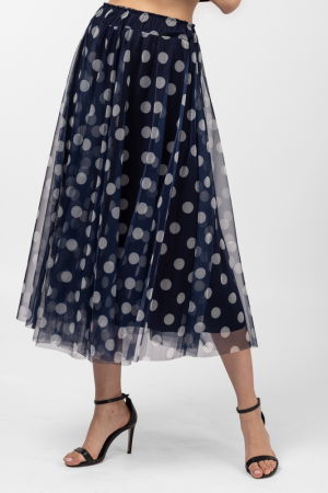 Fusta clos din tulle, albastra cu buline albe [1]
