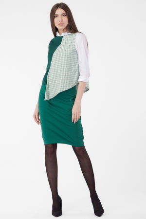 Fusta creion din jerseu de vascoza punto milano, verde [6]
