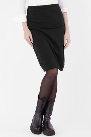 Fusta creion din jerseu de vascoza punto milano, neagra [0]