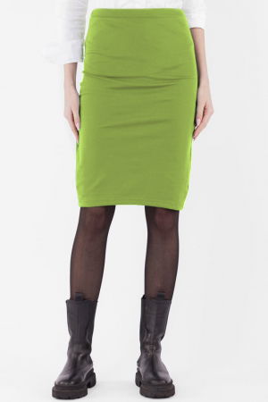 Fusta creion din jerseu de vascoza punto milano, verde olive [2]