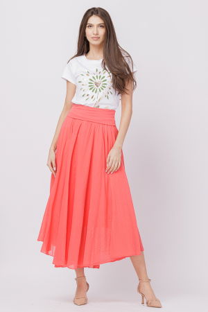 Fusta lunga, corai, ampla, clos, din batist de bumbac [2]