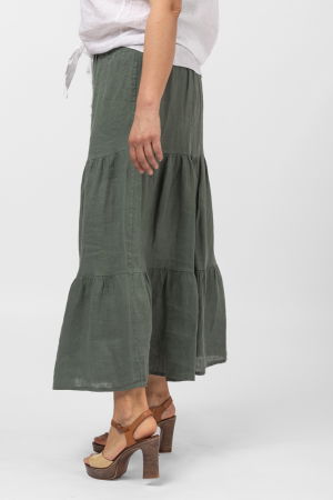 Fusta din in cu volane si siret in talie, kaki [2]