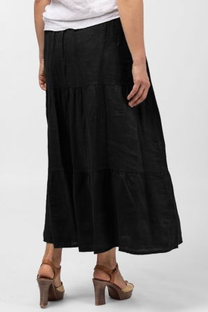 Fusta din in cu volane si siret in talie, neagra [1]