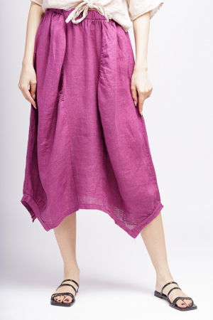 Îmbrăcăminte - Fusta din in mov, in colturi, cu aspect de salvari