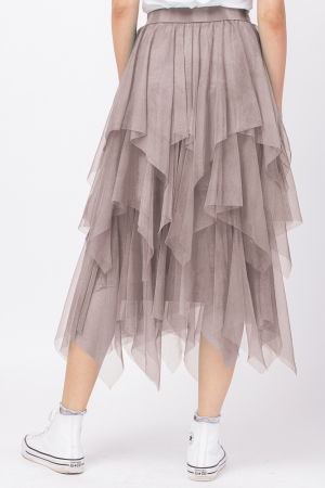 Fusta din tulle, in straturi inegale, lunga, bej inchis [1]