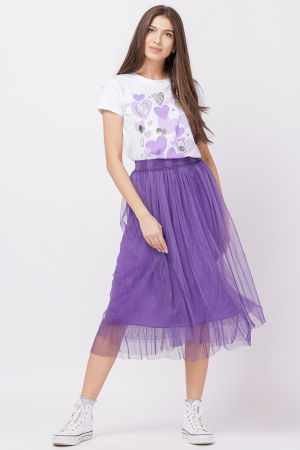 Fuste Casual - Fusta din tulle midi, mov