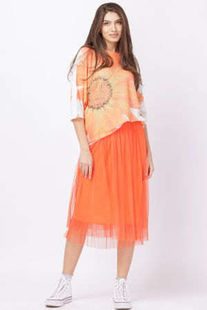 Fusta din tulle midi, portocalie [3]