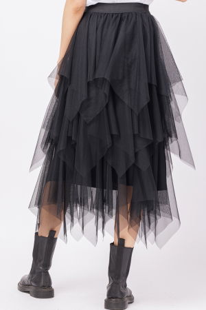 Fusta din tulle, in straturi inegale, lunga, neagra [2]