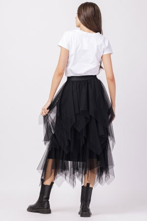 Fusta din tulle, in straturi inegale, lunga, neagra [5]