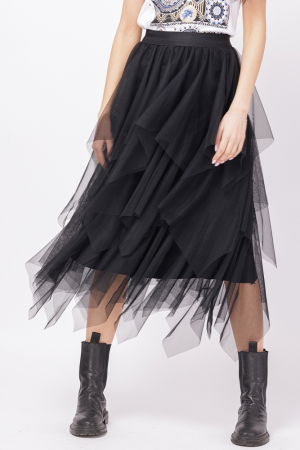 Fusta din tulle, in straturi inegale, lunga, neagra [1]