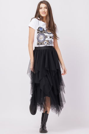 Fusta din tulle, in straturi inegale, lunga, neagra [4]
