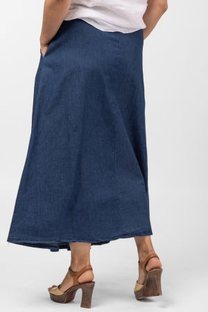 Fusta denim cu pense, albastru jeans inchis [3]