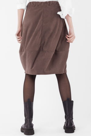 Fusta lalea din catifea reiata, maro deschis [3]