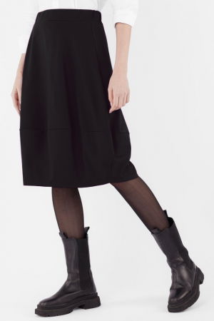 Fuste Casual - Fusta lalea din jerseu de bumbac, neagra