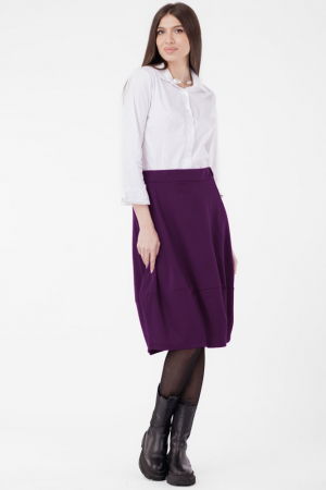 Fuste Casual - Fusta lalea din jerseu de bumbac, mov inchis