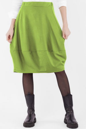 Fuste Casual - Fusta lalea din jerseu de vascoza punto milano, verde olive