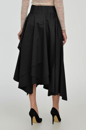 Fusta eleganta, neagra, in colturi, cu falduri din bumbac satinat [9]
