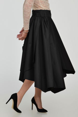 Fusta eleganta, neagra, in colturi, cu falduri din bumbac satinat [5]