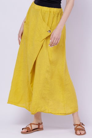 Fusta larga din in cu un colt prins, galbena [2]