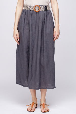 Fuste masuri mari - Fusta lunga gri din vascoza, cu curea inclusa