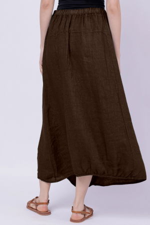 Fusta larga din in cu un colt prins, maron inchis [3]