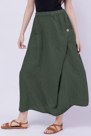 Fusta larga din in cu un colt prins, kaki [2]