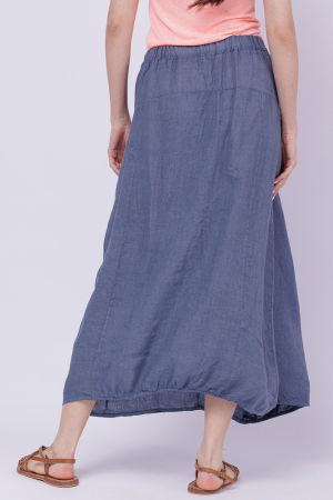 Fusta larga din in cu un colt prins, albastru jeans [2]