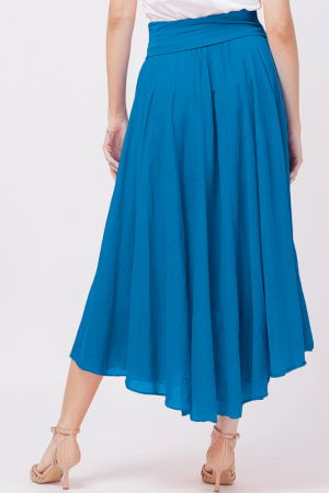 Fusta lunga albastra, ampla, clos, din batist de bumbac [2]