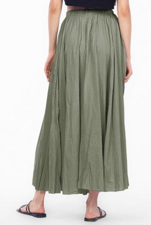 Fusta lunga, ampla, clos, din bumbac creponat, kaki [2]