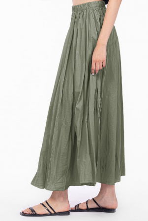Fusta lunga, ampla, clos, din bumbac creponat, kaki [1]