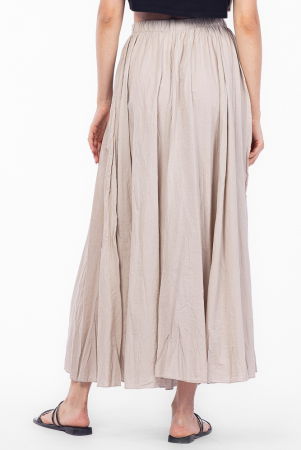 Fusta lunga, ampla, clos, din bumbac creponat, bej [2]