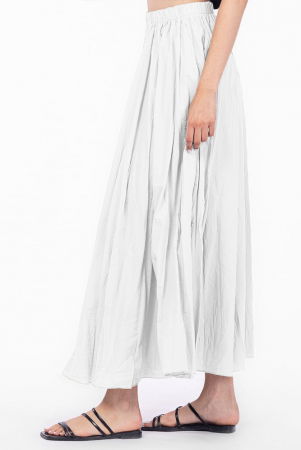 Fusta lunga, ampla, clos, din bumbac creponat, alba [1]