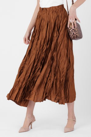 Fusta lunga, ampla, creponata, lucios-satinata, bronz [2]