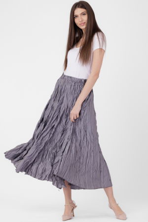 Fusta lunga, ampla, creponata, lucios-satinata, gri [1]