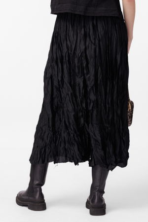 Fusta lunga, ampla, creponata, lucios-satinata, neagra [3]