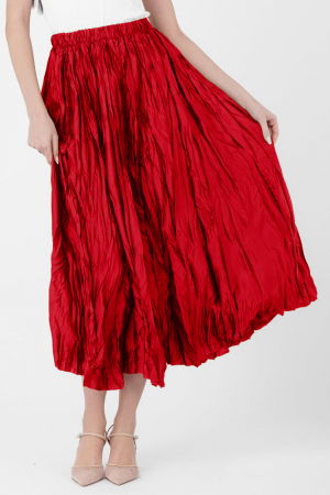 Fusta lunga, ampla, creponata, lucios-satinata, rosie [1]