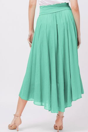 Fusta lunga turcoaz, ampla, clos, din batist de bumbac [1]