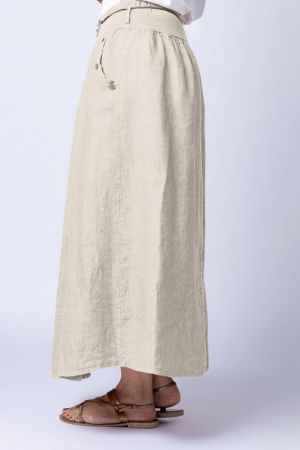 Fusta lunga casual, bej deschis din in, cu o curea fancy [1]